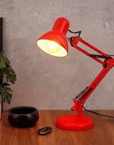 Luminária Desk Lâmp Vermelha Articulável Mesa e Garra E27