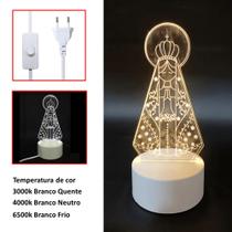 Luminária Efeito 3D LED 3 Cores Nossa Senhora Aparecida EB60913