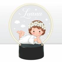 Luminaria em acrilico de led infantil personalizada com nome tema anjinho colorido decorativa mesa ou escrivania Luminaria em acrilico de led infantil personalizada com nome tema anjinho colorido decorativa mesa ou escrivania