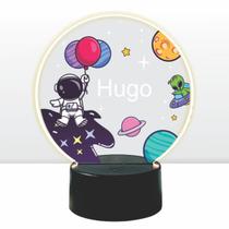Luminaria em acrilico de led infantil personalizada com nome tema astronauta decorativa mesa ou escrivania Luminaria em acrilico de led infantil personalizada com nome tema astronauta decorativa mesa ou escrivania