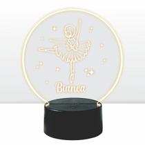 Luminaria em acrilico de led infantil personalizada com nome tema bailarina 7 cores decorativa mesa ou escrivania Luminaria em acrilico de led infantil personalizada com nome tema bailarina 7 cores decorativa mesa ou escrivania