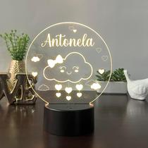 Luminaria em acrilico de led infantil personalizada com nome tema chuva de amor 7 cores decorativo mesa ou escrivania Luminaria em acrilico de led infantil personalizada com nome tema chuva de amor 7 cores decorativo mesa ou escrivania