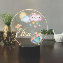 Luminaria em acrilico de led infantil personalizada com nome tema chuva de amor colorido decorativa mesa ou escrivania Luminaria em acrilico de led infantil personalizada com nome tema chuva de amor colorido decorativa mesa ou escrivania