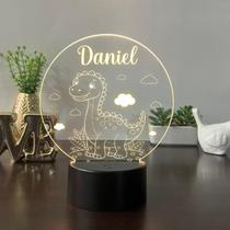 Luminaria em acrilico de led infantil personalizada com nome tema dinossauro 7 cores decorativa mesa ou escrivania Luminaria em acrilico de led infantil personalizada com nome tema dinossauro 7 cores decorativa mesa ou escrivania
