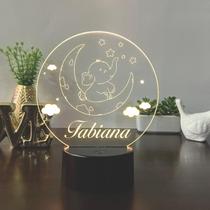 Luminaria em acrilico de led infantil personalizada com nome tema elefantinho 7 cores decorativa mesa ou escrivania Luminaria em acrilico de led infantil personalizada com nome tema elefantinho 7 cores decorativa mesa ou escrivania