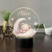 Luminaria em acrilico de led infantil personalizada com nome tema ursinho decorativa mesa ou escrivania Luminaria em acrilico de led infantil personalizada com nome tema ursinho decorativa mesa ou escrivania