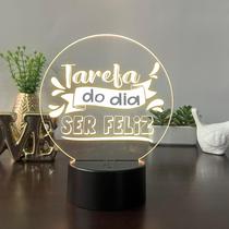 Luminaria em acrilico infantil de led com frase motivacional tarefa do dia, ser feliz , mesa ou escrivania Luminaria em acrilico infantil de led com frase motivacional tarefa do dia, ser feliz , mesa ou escrivania