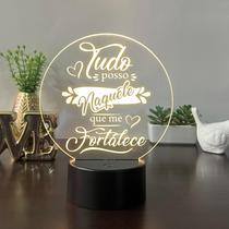 Luminaria em acrilico infantil de led com frase tudo posso naquele que me fortalece mesa ou escrivania Luminaria em acrilico infantil de led com frase tudo posso naquele que me fortalece mesa ou escrivania
