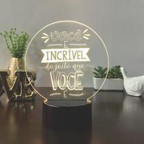 Luminaria em acrilico infantil de led com frase você é incrível do jeito que você é decorativa mesa ou escrivania Luminaria em acrilico infantil de led com frase você é incrível do jeito que você é decorativa mesa ou escrivania