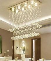 Luminária em Cristais Torre Para Sala de Jantar/Estar com1,30 Metros de Altura , Base 70x20 cm Inox Polida.