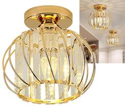 Luminária Em Cristal Legitimo K9 Sobrepor Teto Redondo 20cm Dourado P/1 Lâmpada Led E27 Lustre Moderno Aramado Vidro Cristais Para Sala Forro Gesso Luminária Em Cristal Legitimo K9 Sobrepor Teto Redondo 20cm Dourado P/1 Lâmpada Led E27 Lustre Moderno Aramado Vidro Cristais Para Sala Forro Gesso
