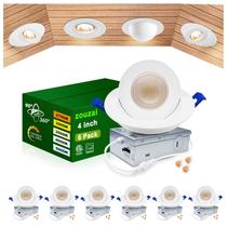 Luminária embutida LED Zouzai 4" 5CCT Gimbal, pacote com 6 Luminária embutida LED Zouzai 4" 5CCT Gimbal, pacote com 6