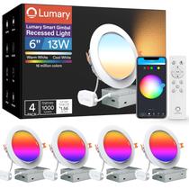 Luminária embutida Smart Gimbal Lumary de 6", 13 W, RGBWW, pacote com 4 Luminária embutida Smart Gimbal Lumary de 6", 13 W, RGBWW, pacote com 4