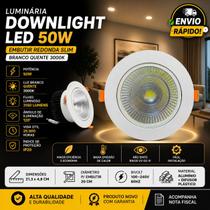 Luminária Embutir Redonda Led 50w Direcional 3000k Bilvolt
