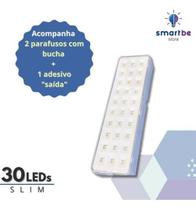 Luminária Emergência 30 LEDs Slim - PP/PS/Lítio - 110/220V