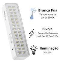 Luminária Emergência Lâmpada 30 Leds Recarregável Bivolt