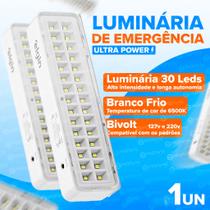 Luminária Emergência Profissional Elgin 30 Leds Bivolt Recarregável Branco Frio