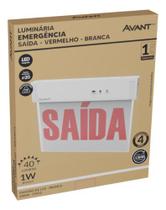 Luminária Emergência Saída 2 Lados 1w Branca Bivolt Vermelho Avant