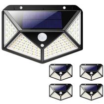Luminária Energia Solar Parede Kit 5 unidades 100 Led 3 Funções Lampada Sensor Presença - ABMIDIA