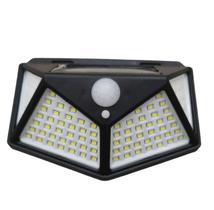 Luminária Energia Solar Parede Led Sensor Presença 3 Funções branoc frio