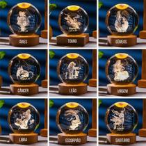 Luminária Esfera De Cristal Led Astrológica De Signos 7,5cm Luminária Esfera De Cristal Led Astrológica De Signos 7,5cm