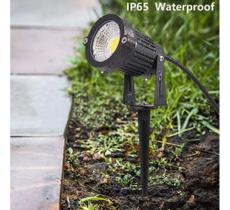 Luminária Espeto Jardim Com Lâmpada Cob Led 5/7w Luz Verde