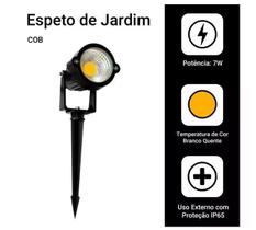 Luminária Espeto Jardim Com Lâmpada Cob Led 7W Luz Quente - Brisa