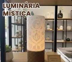 Luminária Estampada Abajur em Relevo LED Minimalista Design Mistica feminino sagrado e Mão Negra Juntas