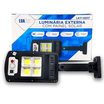 Luminária Externa c/ Sensor Carregamento Solar 4 LEDs