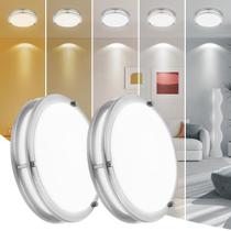 Luminária Faymart, pacote com 2 lâmpadas LED redondas de níquel escovado de 7,5" 12W 120V Luminária Faymart, pacote com 2 lâmpadas LED redondas de níquel escovado de 7,5" 12W 120V