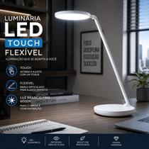 Luminaria Fixa de Mesa Touch Branco Cromado 3 Cores 36cm 18w