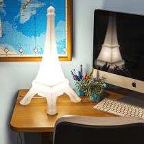 Luminária Formato Torre Eiffel Branco Para Decorar Iluminar Com Lâmpada LED Cor Branca T2030 - USAPDE
