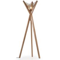 Luminária Fulô Ozki 153 cm (Altura) Madeira Eucalipto Cedro Corda Couro Reconstituído