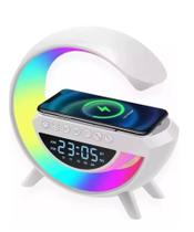 Luminária G Carregador de Indução Wireless Caixa de Som Bluetooth Relógio