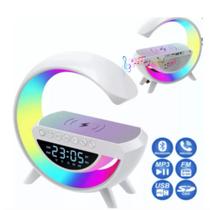 Luminaria G Carregador Indução Celular Caixa De Som Bluetooth