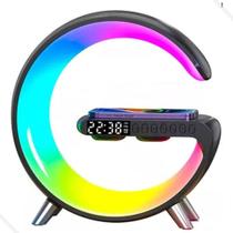 Luminária G Led Rgb Carregador Indução Relogio Despertador Luminária G Led Rgb Carregador Indução Relogio Despertador