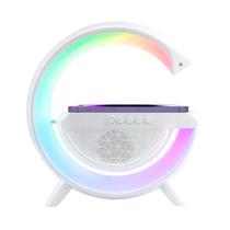 Luminária G Speak Caixa Som Mini Branco Carregador Sem Fio Luminária G Speak Caixa Som Mini Branco Carregador Sem Fio