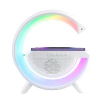 Luminária G Speak Caixa Som Mini Branco Carregador Sem Fio Luminária G Speak Caixa Som Mini Branco Carregador Sem Fio
