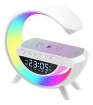 Luminária G Speaker Rgb Bluetooth Carregador Indução Relógio