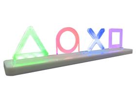 Luminária Gamer Geek PS4 Icon - Acrílico - LED Colorido - Base Branca - MK Displays