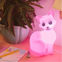 Luminária Gatinha rosa Para Decorar Iluminar Com Lâmpada LED Cor Branca G2024