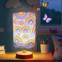 Luminária GFTDNS Arco-Íris Infantil USB Dimerizável com Base de Madeira