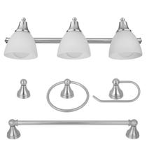 Luminária Globe Electric 50700 Conjunto de toucador de 3 luzes em aço escovado
