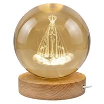 Luminária Globo Religiosa LED Nossa Senhora Bola de Cristal