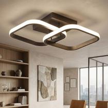 Luminária Grande 33x33cm Plafon Teto Pendente Duplo Quadrado Led Sobrepor 24W Luz Quente ou Fria