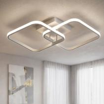 Luminaria Grande 33x33cm Plafon Teto Pendente Duplo Quadrado Led Sobrepor 24W Luz Quente ou Fria