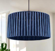 Luminária Grande Corda Náutica Azul 50cm Pendente Teto + Fio