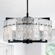 Luminária IKK D20 Modern Black Crystal Lustre 51cm 110V