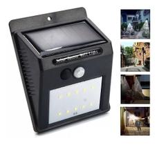 Luminária iluminação Led externa solar recarregavel Sensor presença automatica Luminária iluminação Led externa solar recarregavel Sensor presença automatica
