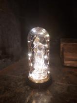 Luminária Imagem Santo Antônio Santo Casamenteiro Padroeiro com Redoma e Luzes de LED Branco Quente